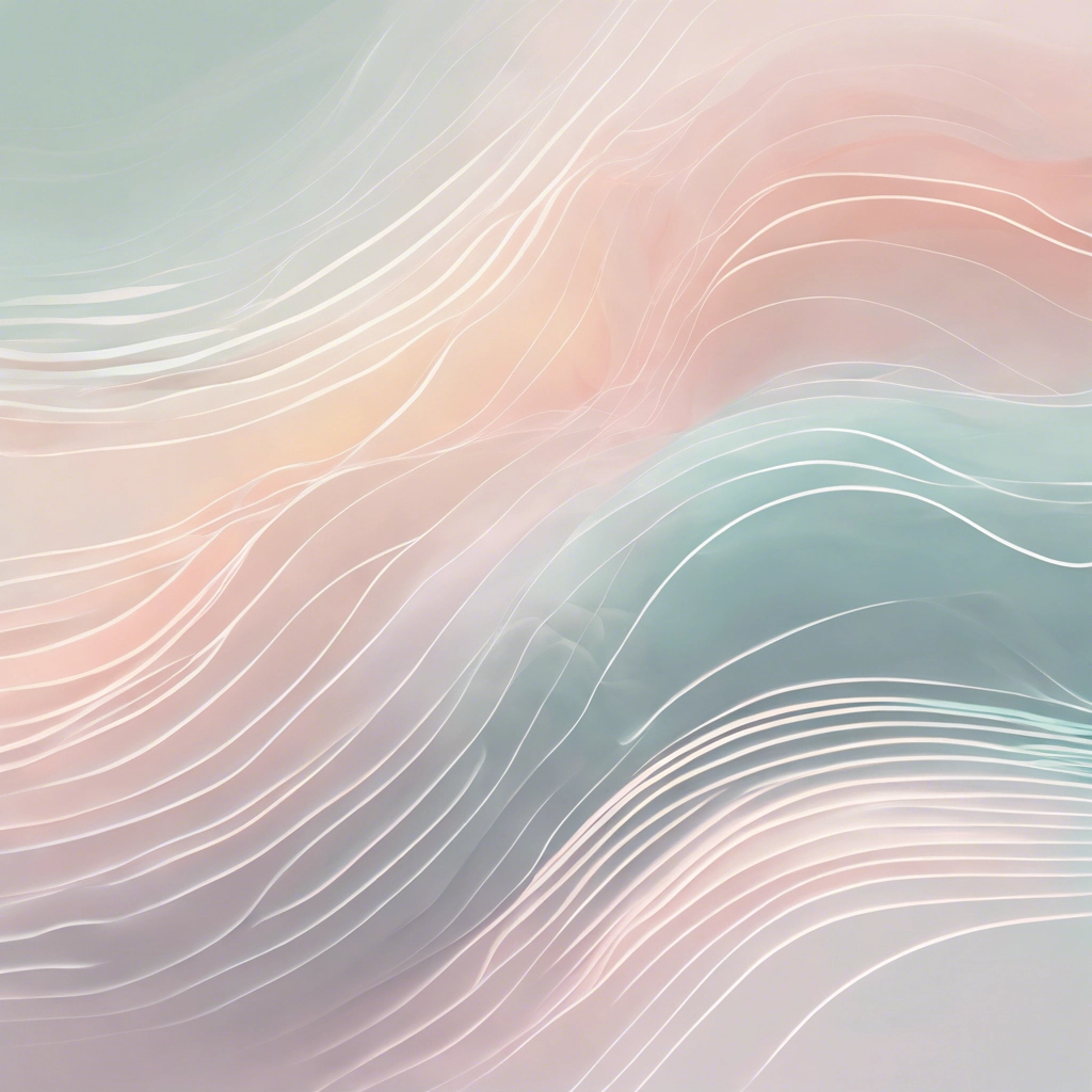 Abstract image featuring smooth, wavy lines and gradients. The background transitions between soft pastel colors, including pink, peach, green, and blue. The white lines create a sense of fluidity and motion across the entire piece, reminiscent of the graceful effect of anti-wrinkle treatments.